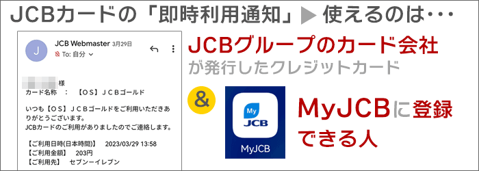 利用できる：JCBグループのカードを持ち、「MyJCB」に登録できる人
