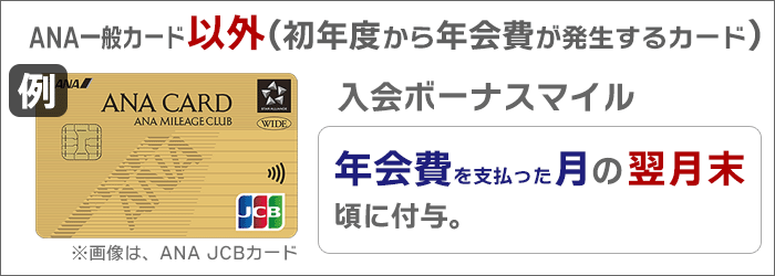 初年度から年会費が発生するカード：年会費を支払った月の翌月末頃に付与。