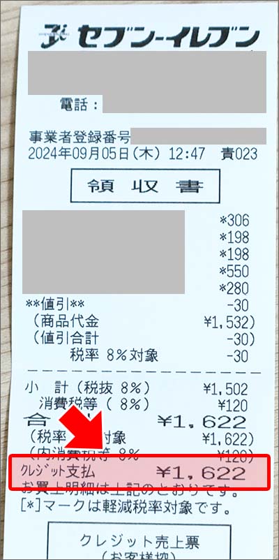 セブンイレブンで「1,622円分」お買い物