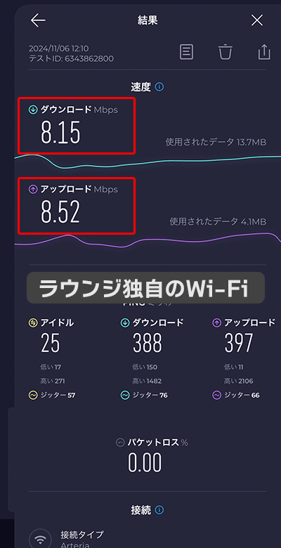 カフェラウンジ NODOKA・Wi-Fiのスピードチェック03