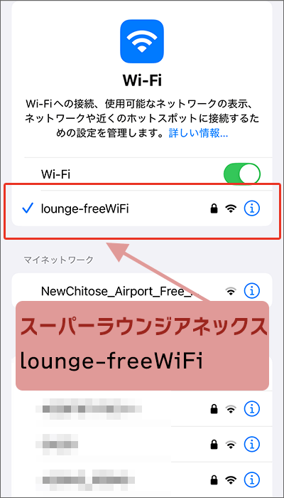 スーパーラウンジアネックス・Wi-FiのSSID(ネットワーク名)