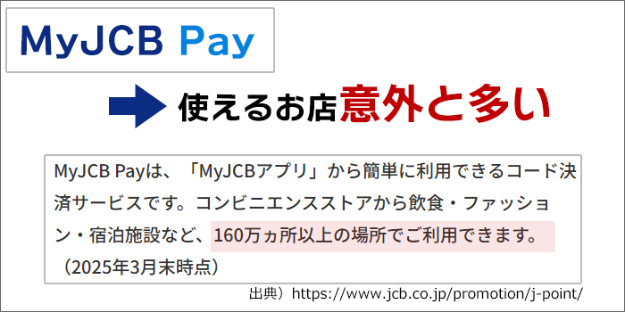 MyJCB Payは、使えるお店が意外と多い。