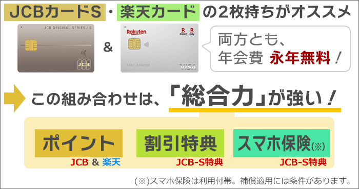 JCBカードSと楽天カードの2枚持ちがオススメの理由。